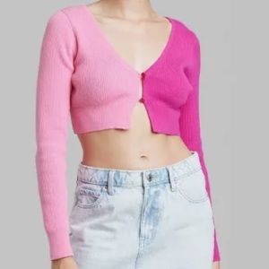 Wild Fable Women's Sweaters Cropped Cardigan 
COLOR PINK/SPLICED SIZE  L. NWT